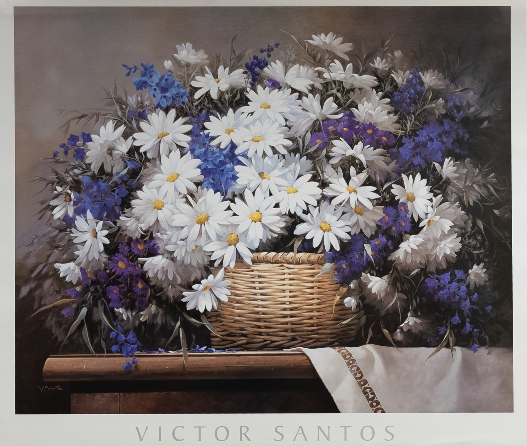 Daisies + Delphinians by Santos, Art Poster Print for Wall, Home Decor