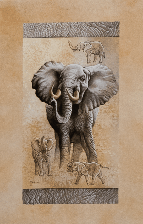 Elephant by Gibson, Art Poster Print for Wall, Home Decor