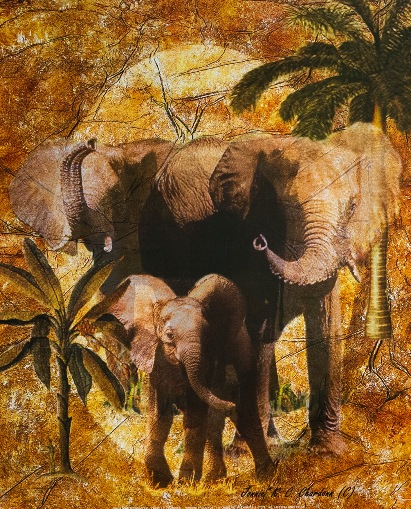 Elephants I by Chardonn, Art Poster Print for Wall, Home Decor