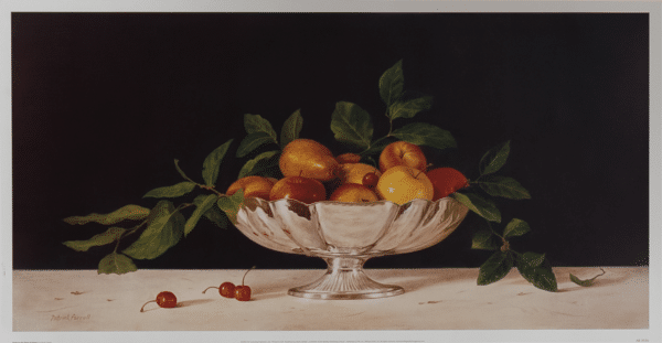 Fruit in an Oval of Silver by Farrell, Art Poster Print for Wall, Home Decor