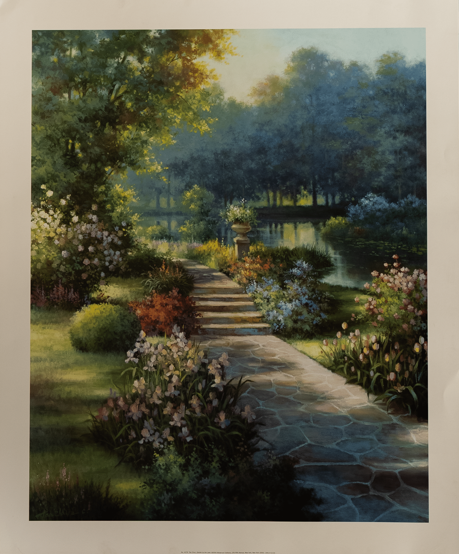 Garden By The Lake by Chun, Art Poster Print for Wall, Home Decor