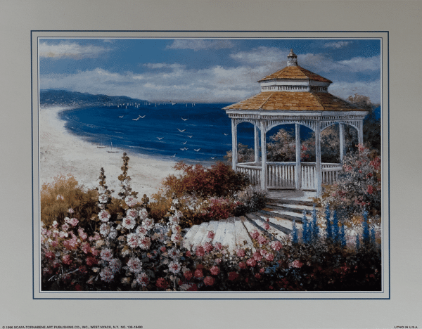 Gazebo by the Sea, Art Poster Print for Wall, Home Decor