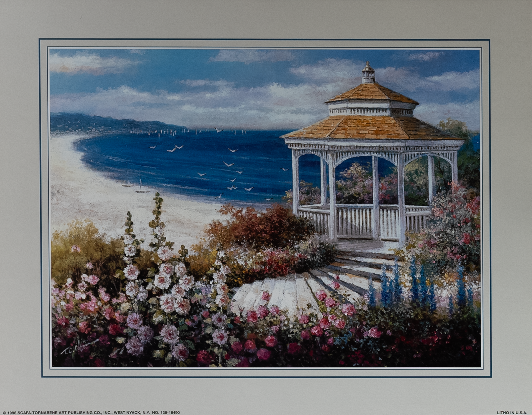 Gazebo by the Sea, Art Poster Print for Wall, Home Decor Gazebo by the Sea, Art Poster Print for Wall, Home Decor - Image 1