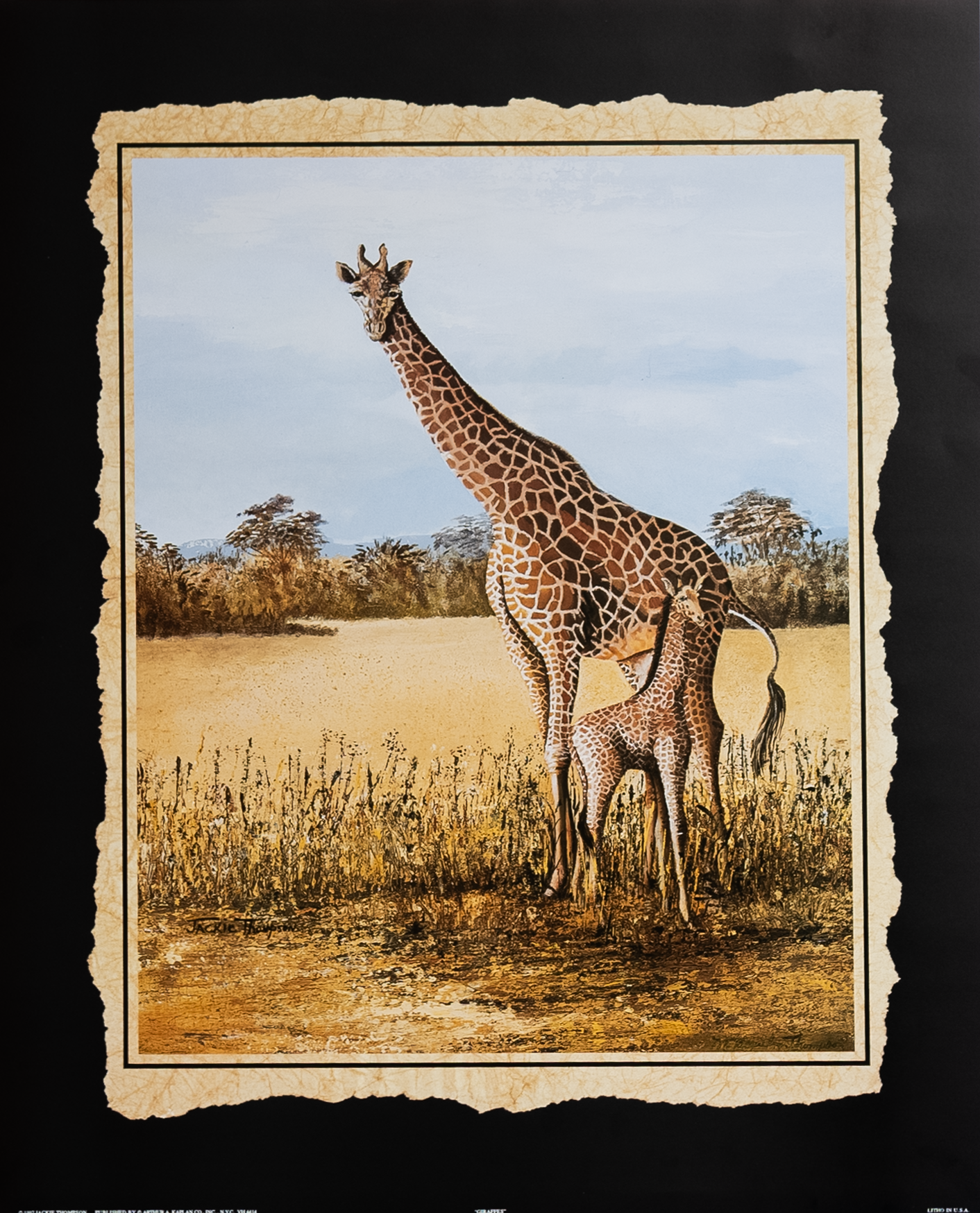 Giraffes by Thompson, Art Poster Print for Wall, Home Decor