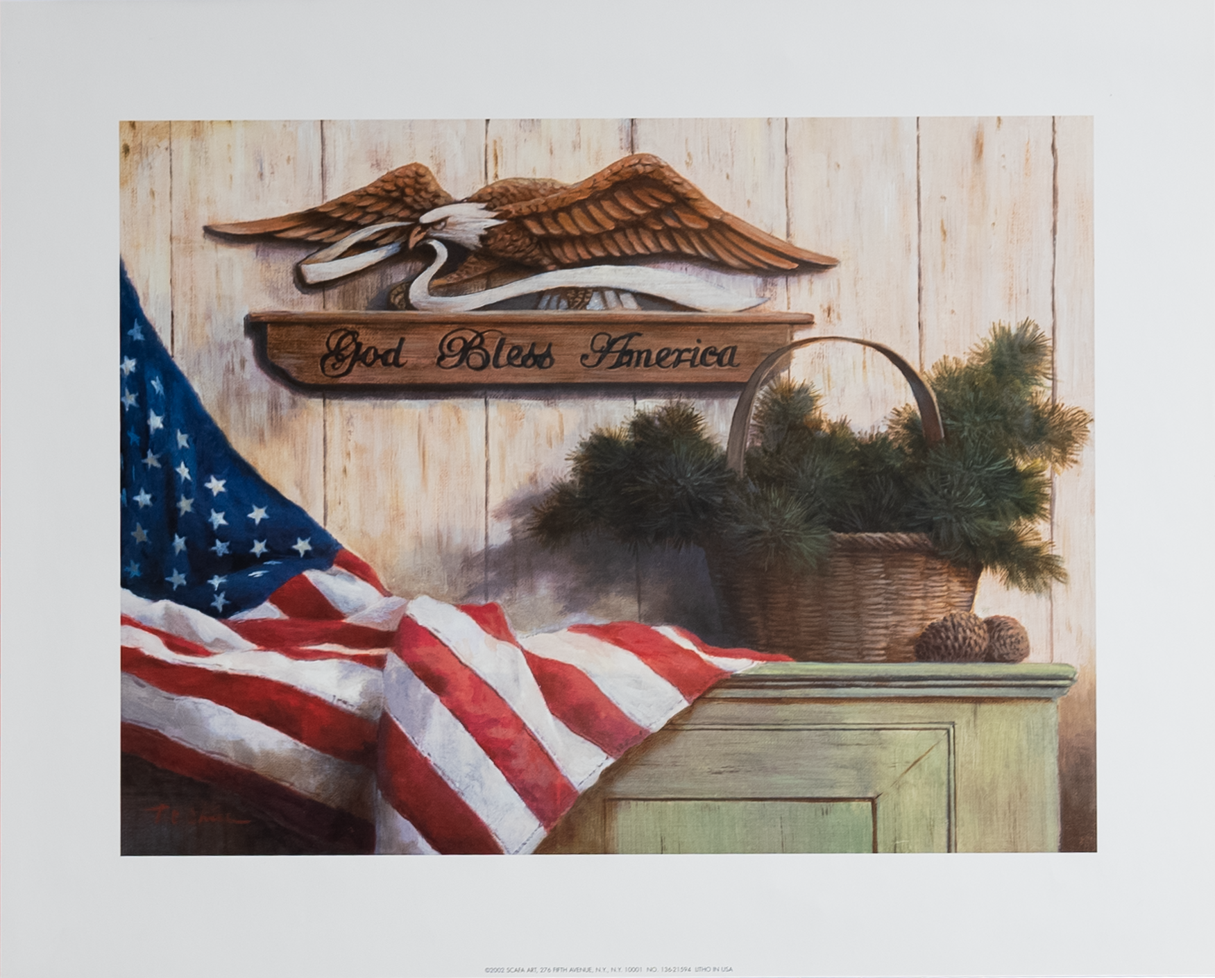 God Bless America by Chin, Art Poster Print for Wall, Home Decor