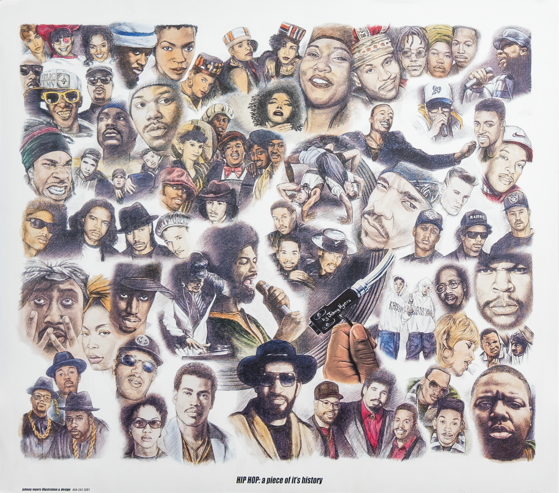 HIP HOP A Piece of it's History by Johnny Myers, Art Poster Print for Wall, Home Decor - Image 1