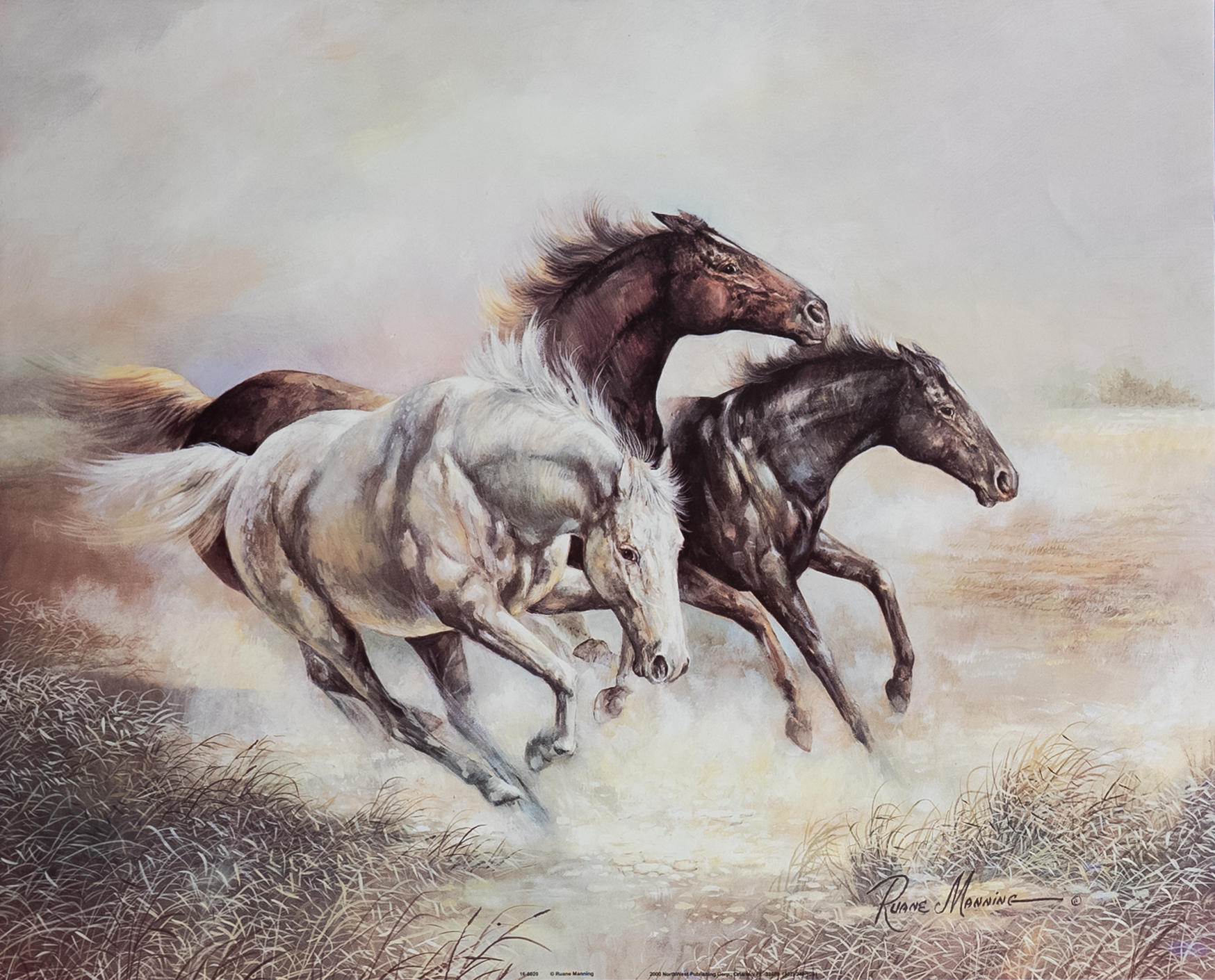 Horses Racing by Manning, Art Poster Print for Wall, Home Decor