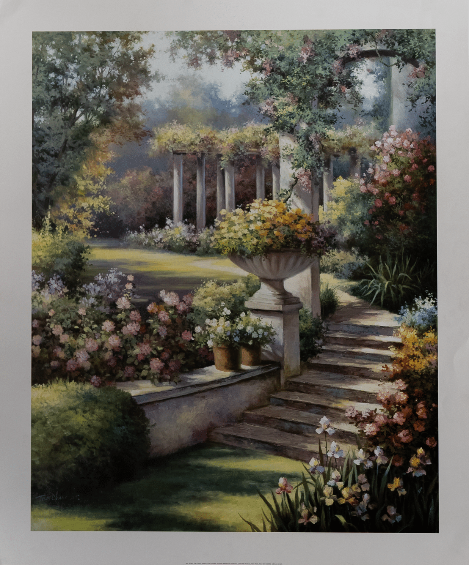 Irises In The Garden by Chun, Art Poster Print for Wall, Home Decor