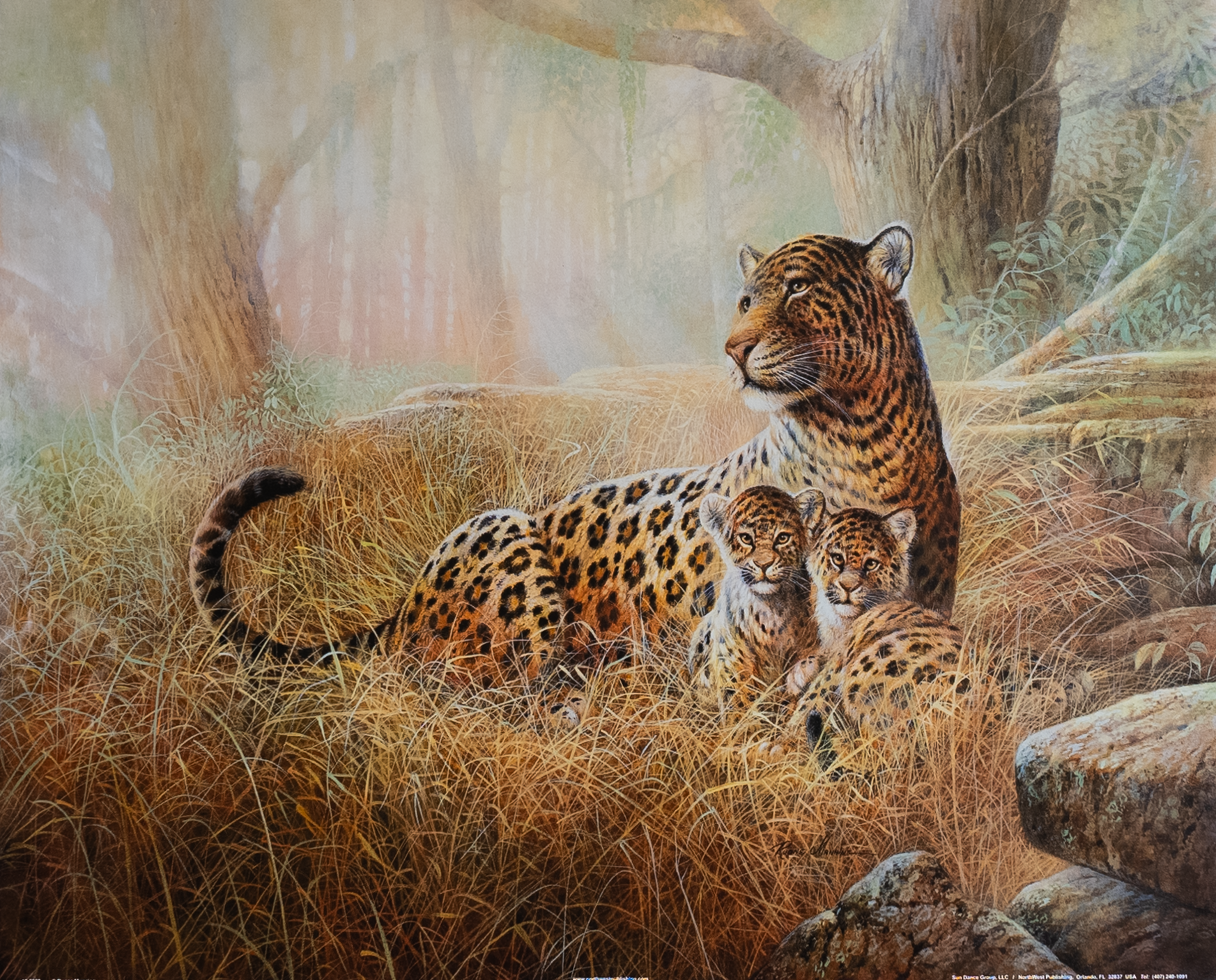 Jaguar Family by Manning, Art Poster Print for Wall, Home Decor