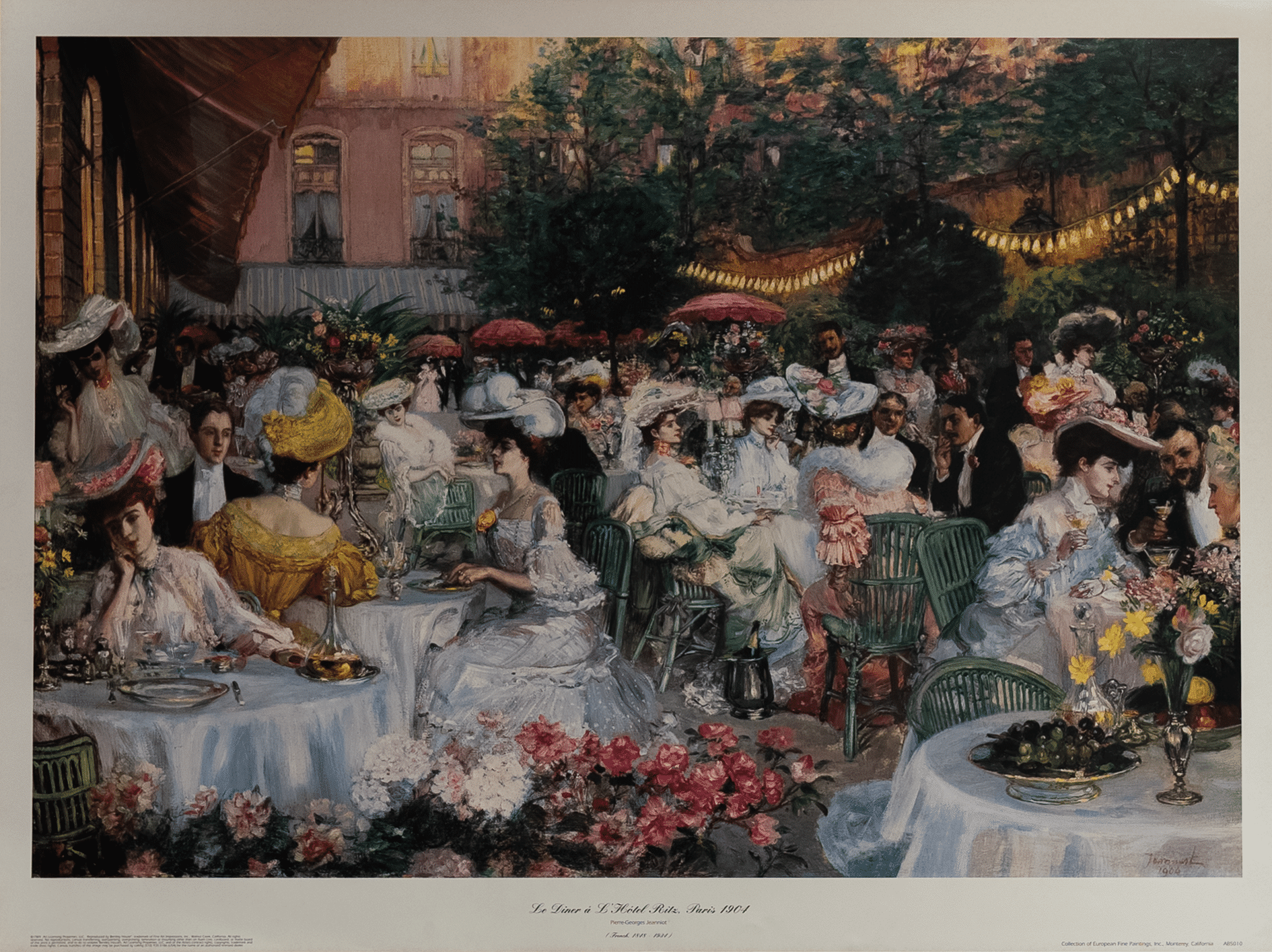 Le Diner a L' Hotel Ritz, Paris 1904 by Jeanniot, Art Poster Print for Wall, Home Decor