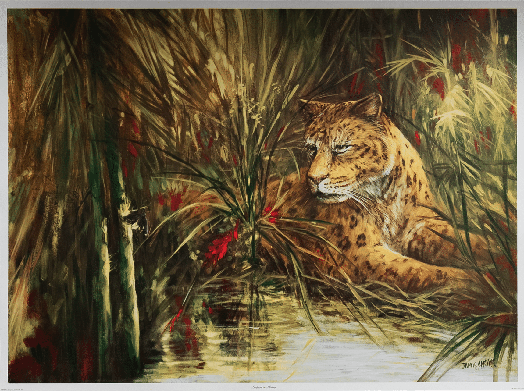 Leopard in Hiding by Carter, Art Poster Print for Wall, Home Decor