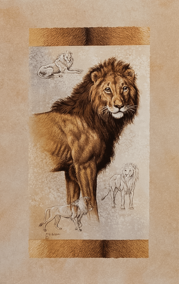 Lion by Gibson, Art Poster Print for Wall, Home Decor