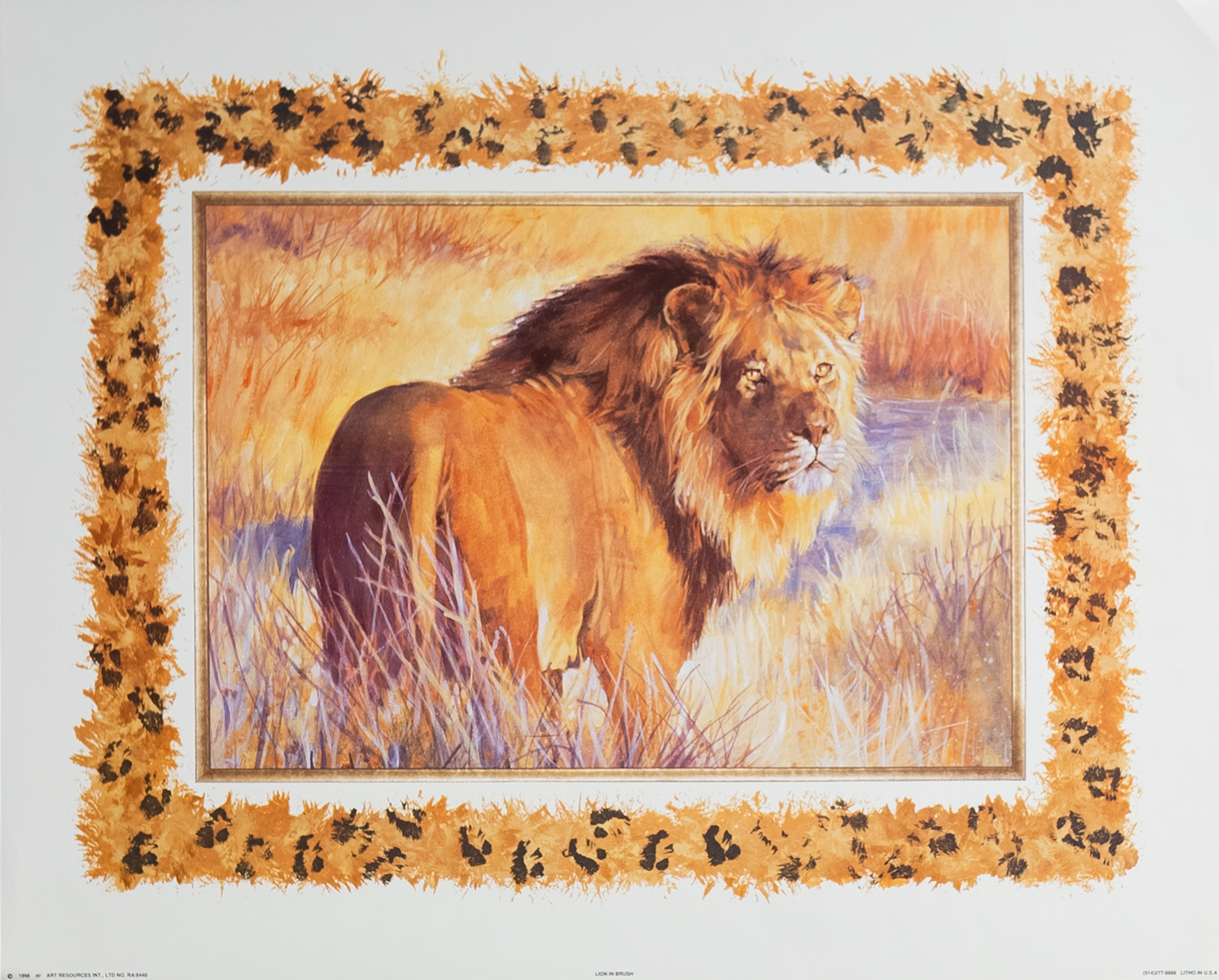 Lion in Brush by Uknown, Art Poster Print for Wall, Home Decor