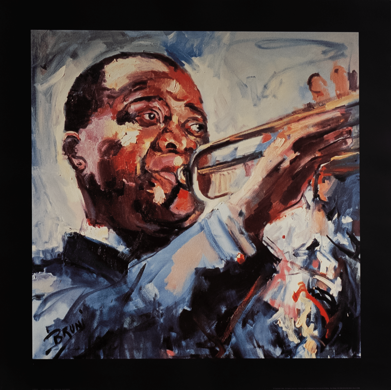 Louis Armstrong by Sablan, Art Poster Print for Wall, Home Decor