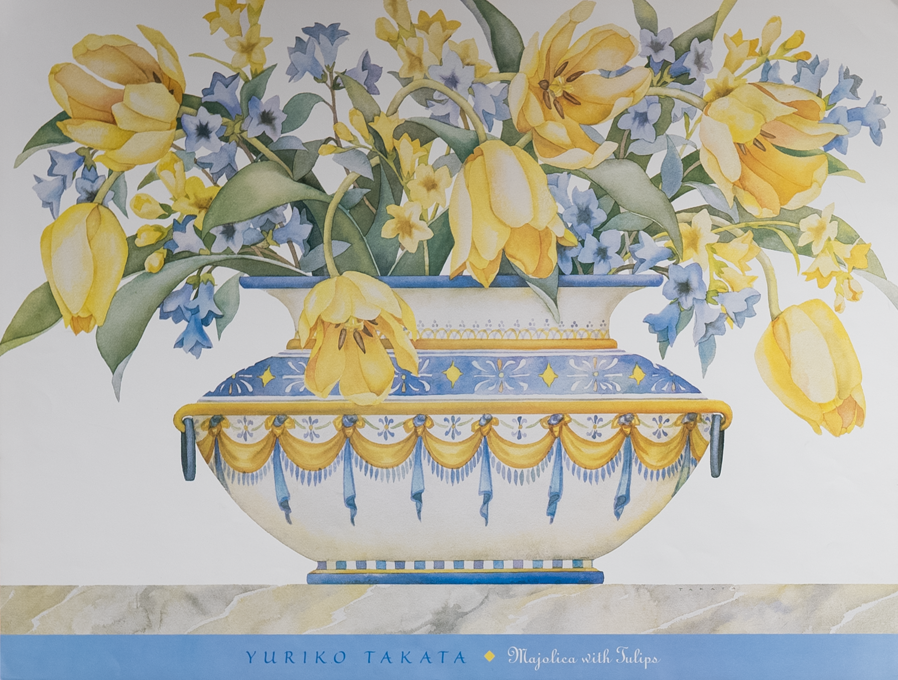 Majolica With Tulips by Takata, Art Poster Print for Wall, Home Decor