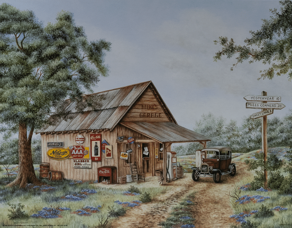 Mike's Garage by Shannon, Art Poster Print for Wall, Home Decor