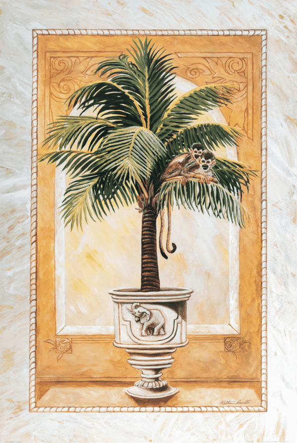 Monkey in Palms II art print by Katherine Roundtree