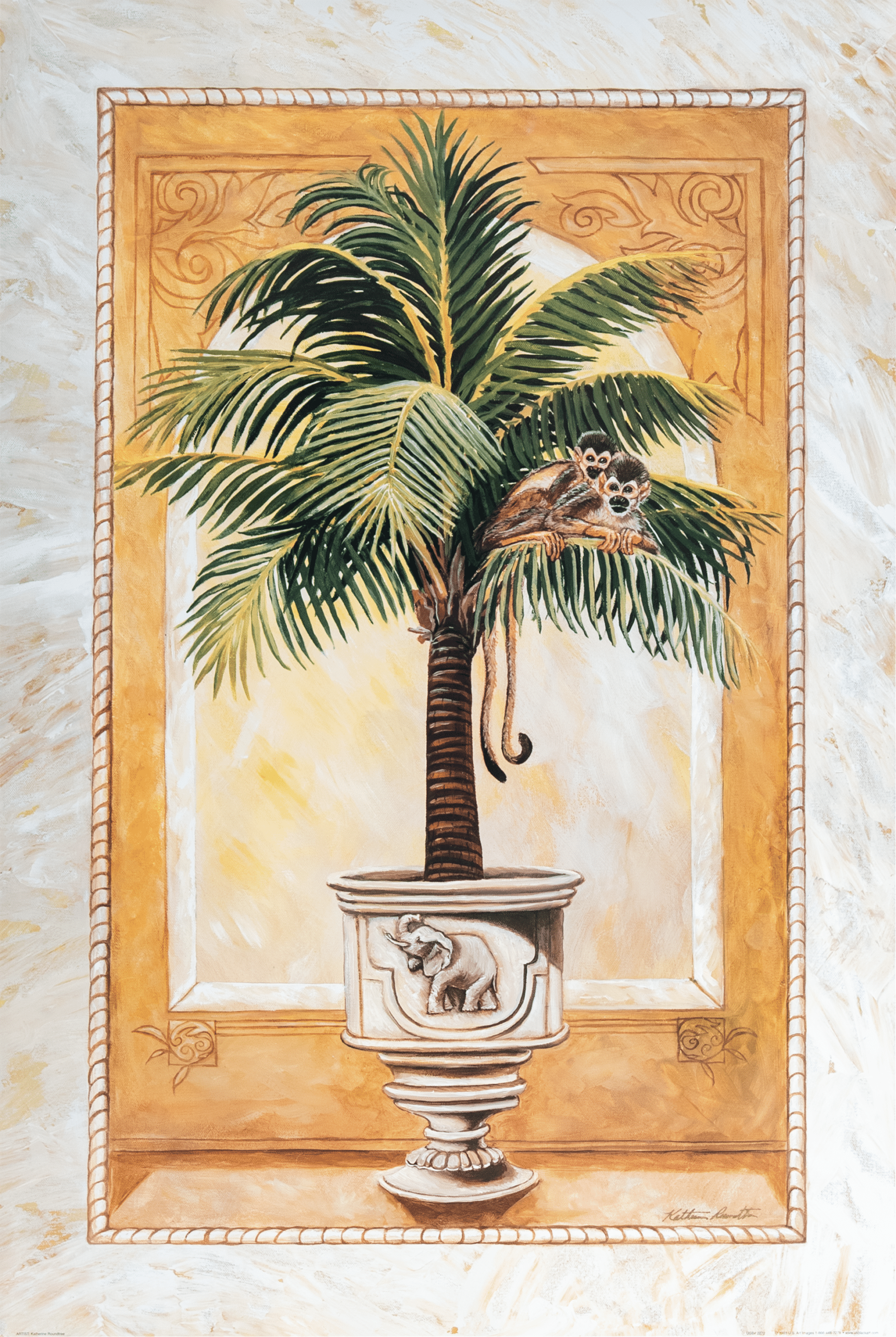 Monkey in Palms II by Katherine Roundtree, Art Poster Print for Wall, Home Decor - Image 1