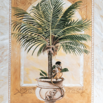 Monkey in Palms I art print by Katherine Roundtree