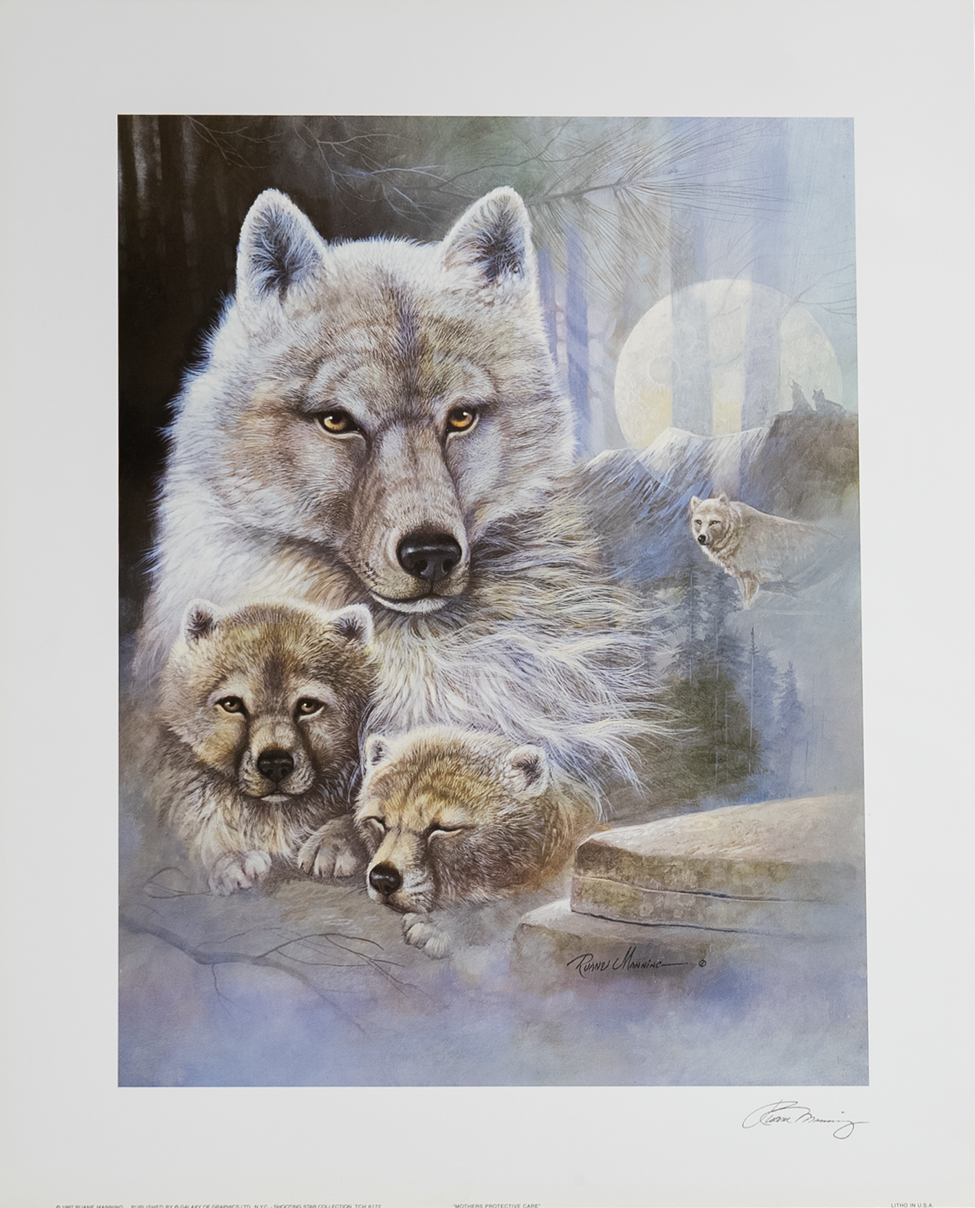 Mother's Protective Care by Manning, Art Poster Print for Wall, Home Decor