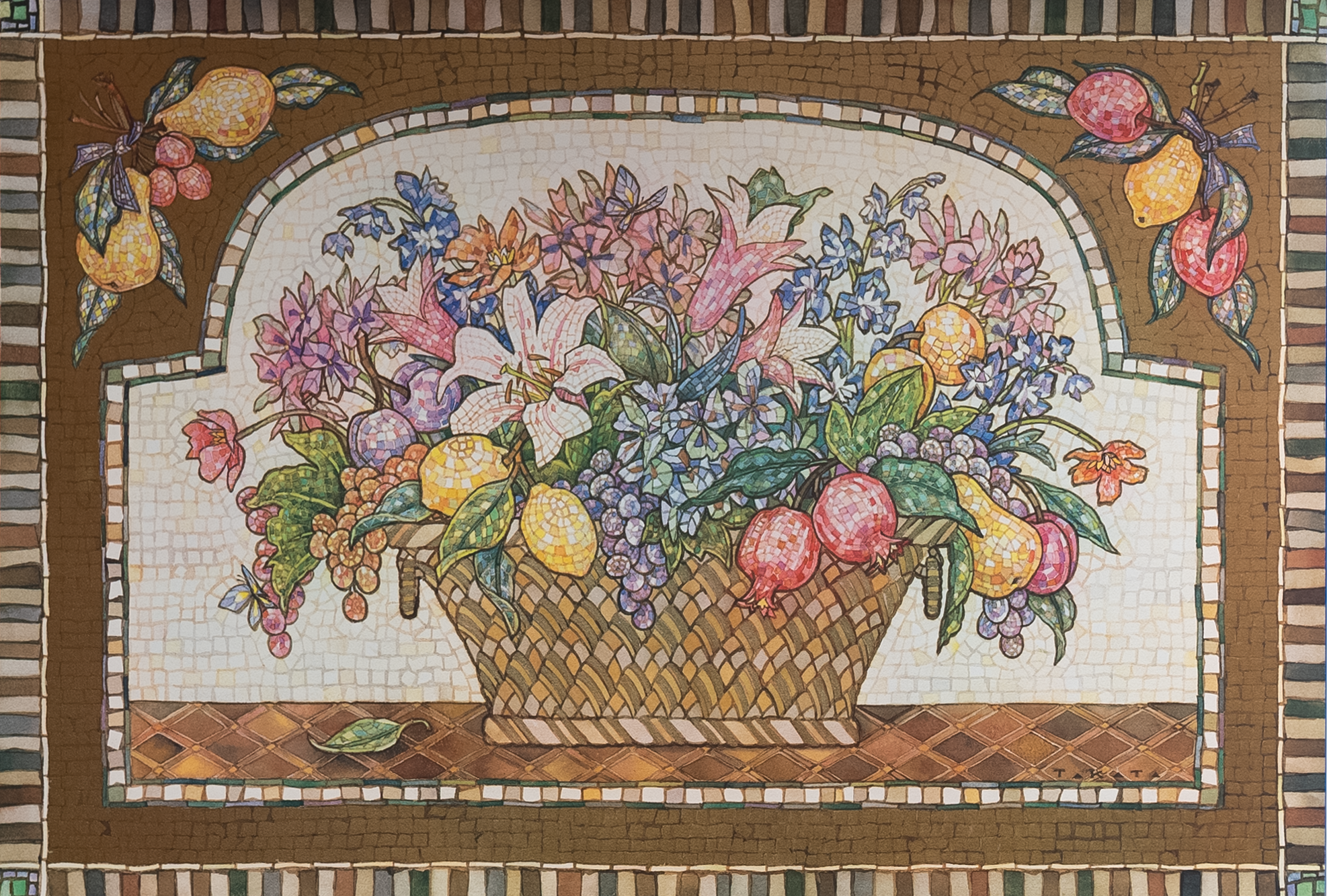 Mural of Flowers + Fruit by Takata, Art Poster Print for Wall, Home Decor