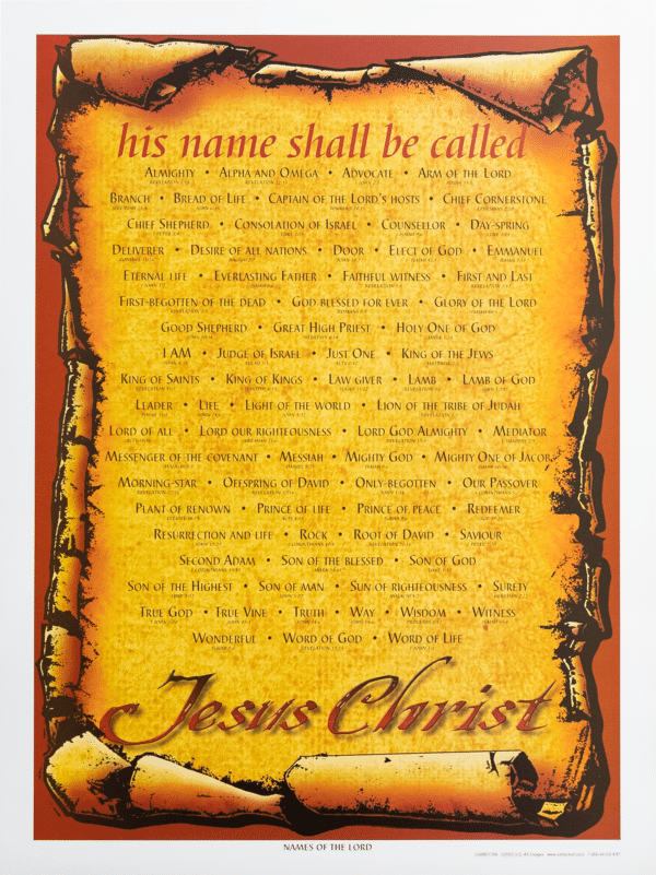 Names of the Lord (18x24V) 9G12, Art Poster Print for Wall, Home Decor