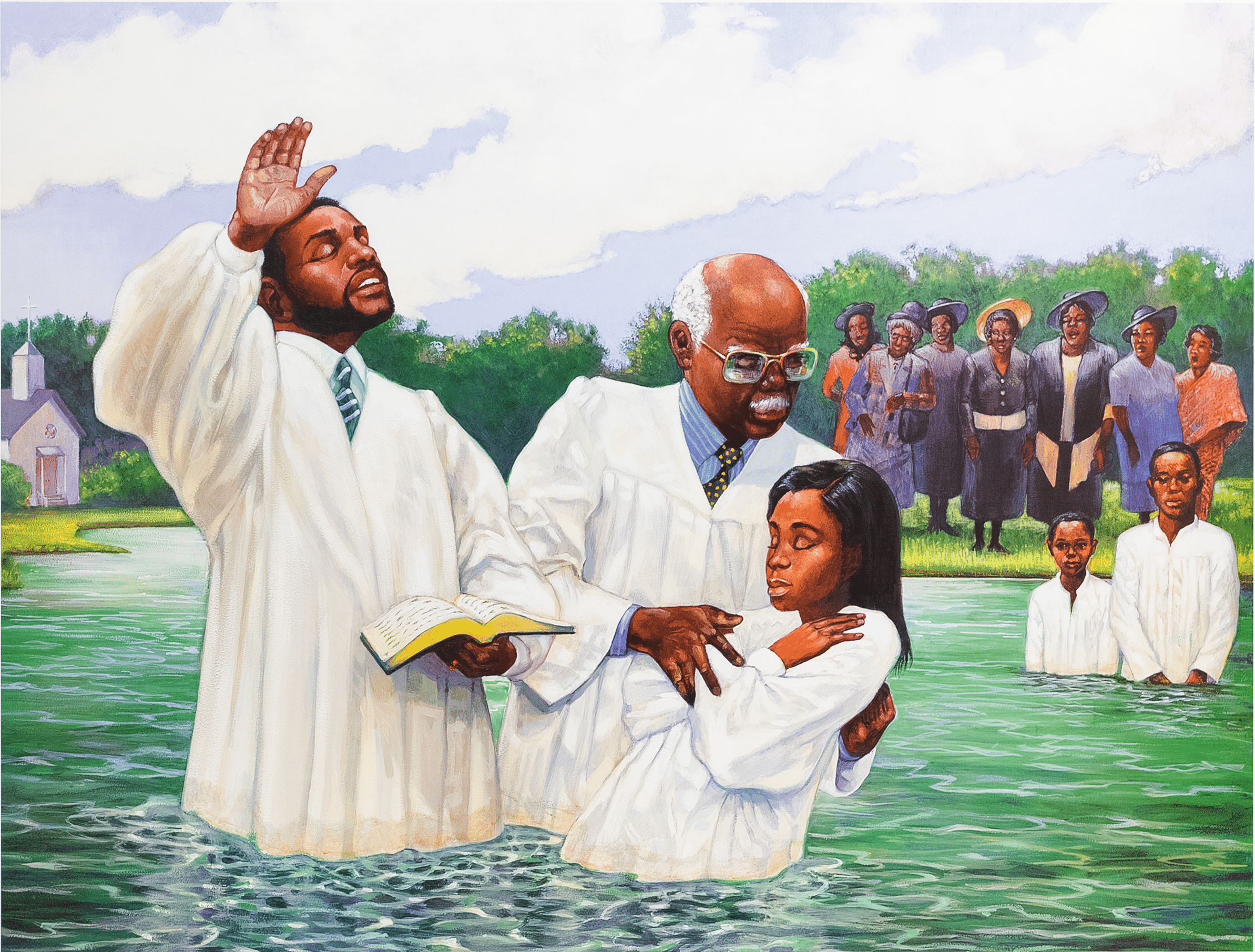 Oh Happy Day (Baptism) by Gilbert Young, Art Poster Print for Wall, Home Decor - Image 1