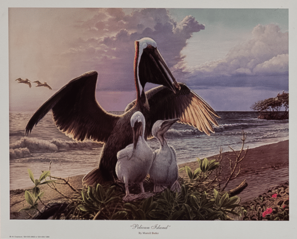 Pelican Island by Butler, Art Poster Print for Wall, Home Decor
