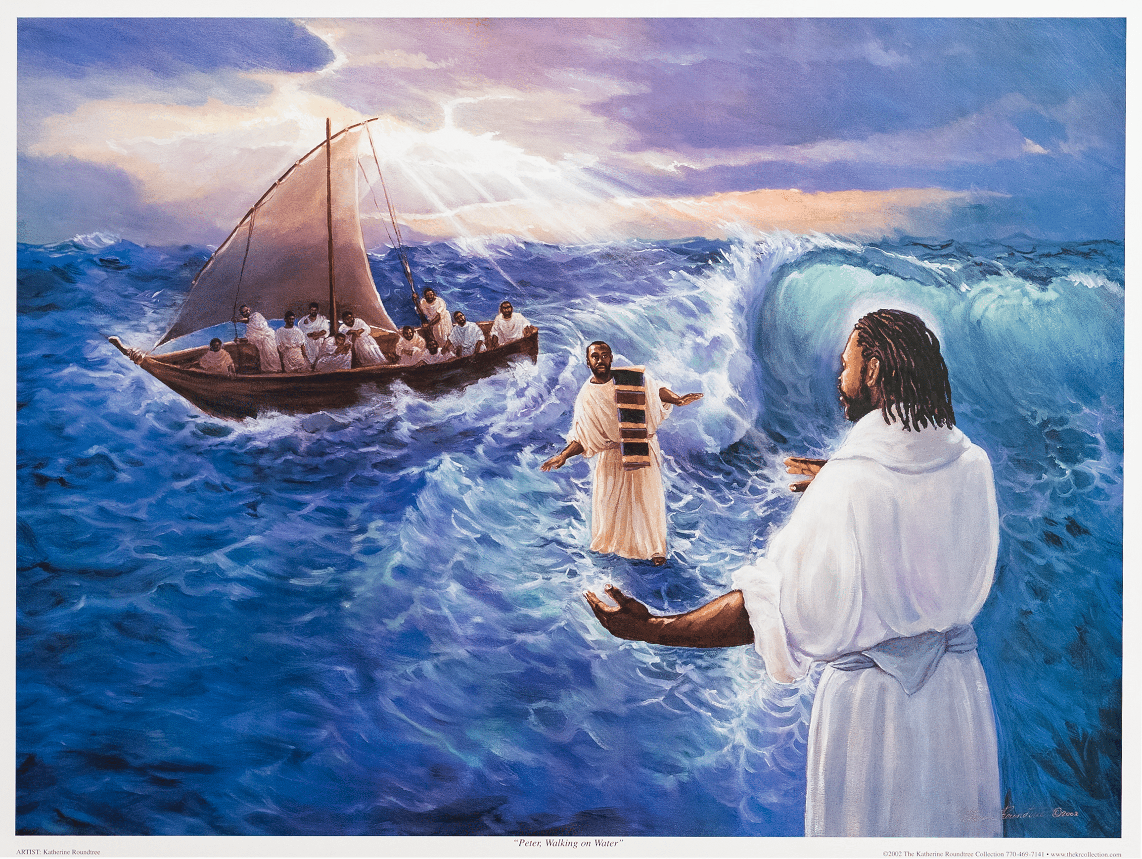 Peter, Walking On Water by Katherine Roundtree, Art Poster Print for Wall, Home Decor - Image 1
