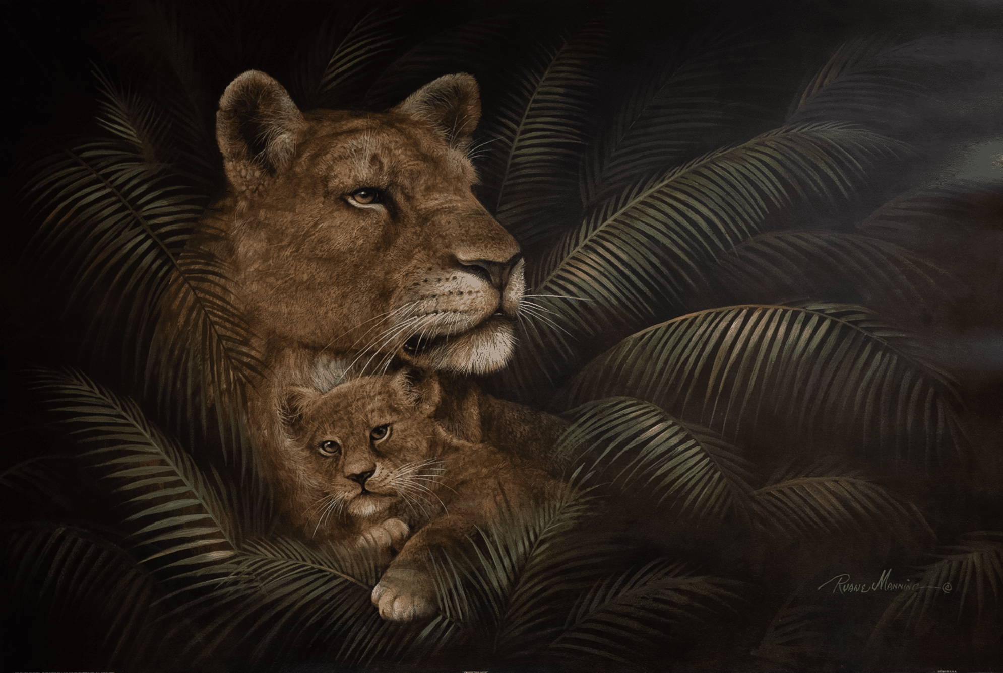 Protective Love by Manning, Art Poster Print for Wall, Home Decor