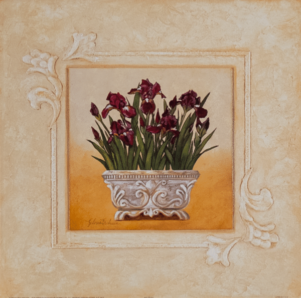 Red irises by Eriksen, Art Poster Print for Wall, Home Decor
