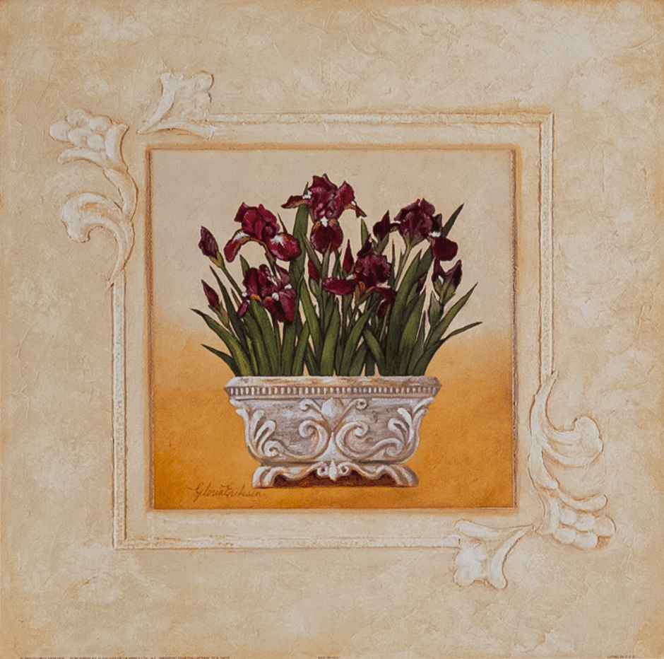Red irises by Eriksen, Art Poster Print for Wall, Home Decor