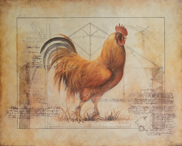 Rooster Diagram by Lane, Art Poster Print for Wall, Home Decor