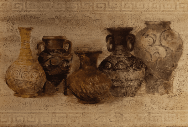 Row of Vessels by Hristova, Art Poster Print for Wall, Home Decor