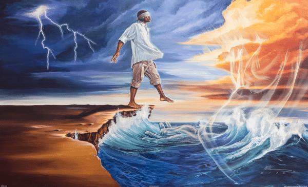 Step Out On Faith by WAK, Art Poster Print for Wall, Home Decor