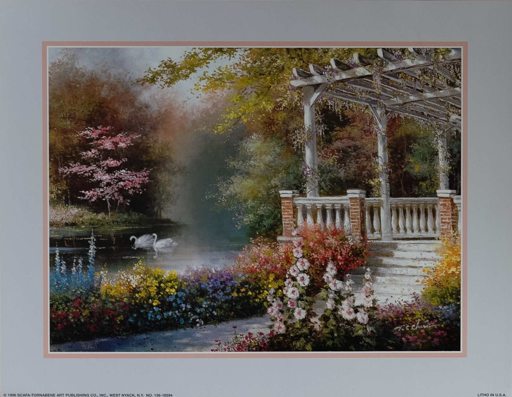 Swans In Lake, Art Poster Print for Wall, Home Decor