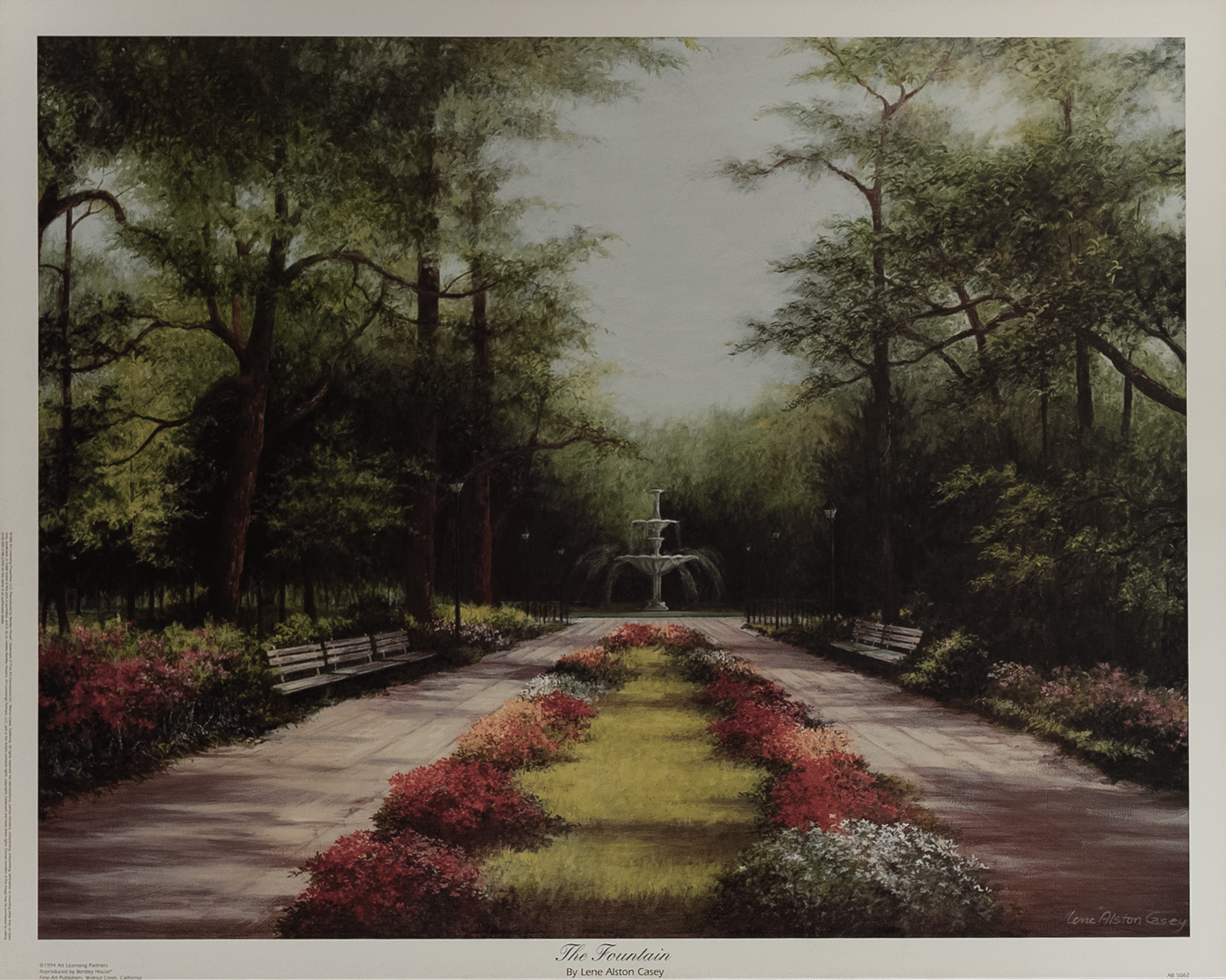 The Fountain by Casey, Art Poster Print for Wall, Home Decor