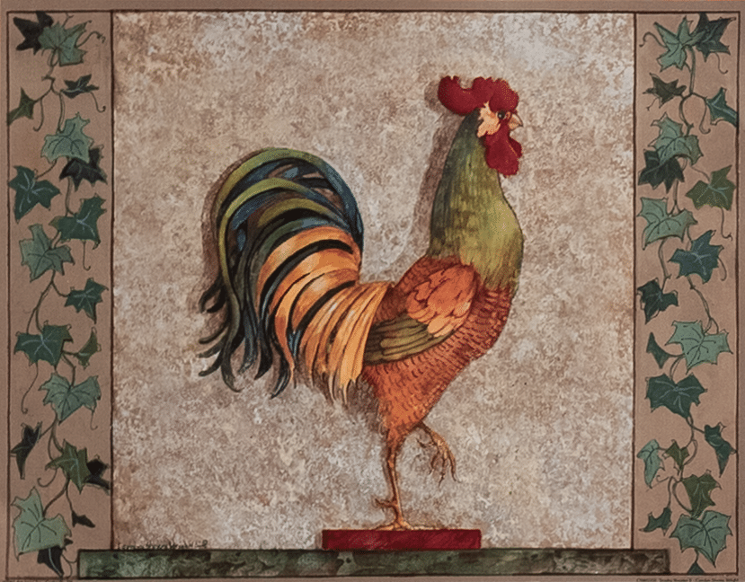 Trophy Rooster II by Wright, Art Poster Print for Wall, Home Decor