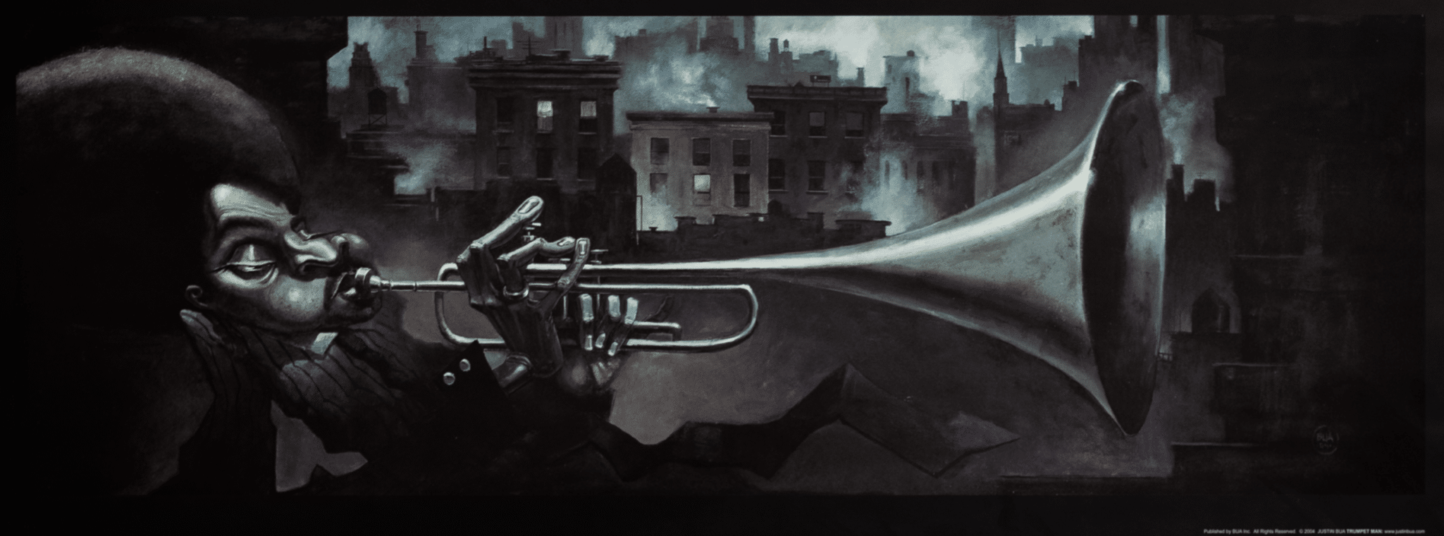 Trumpet Man by Bua, Art Poster Print for Wall, Home Decor - Image 1
