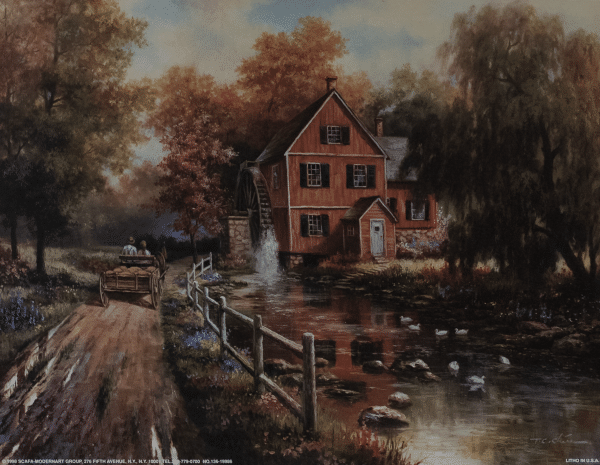Watermill, Art Poster Print for Wall, Home Decor