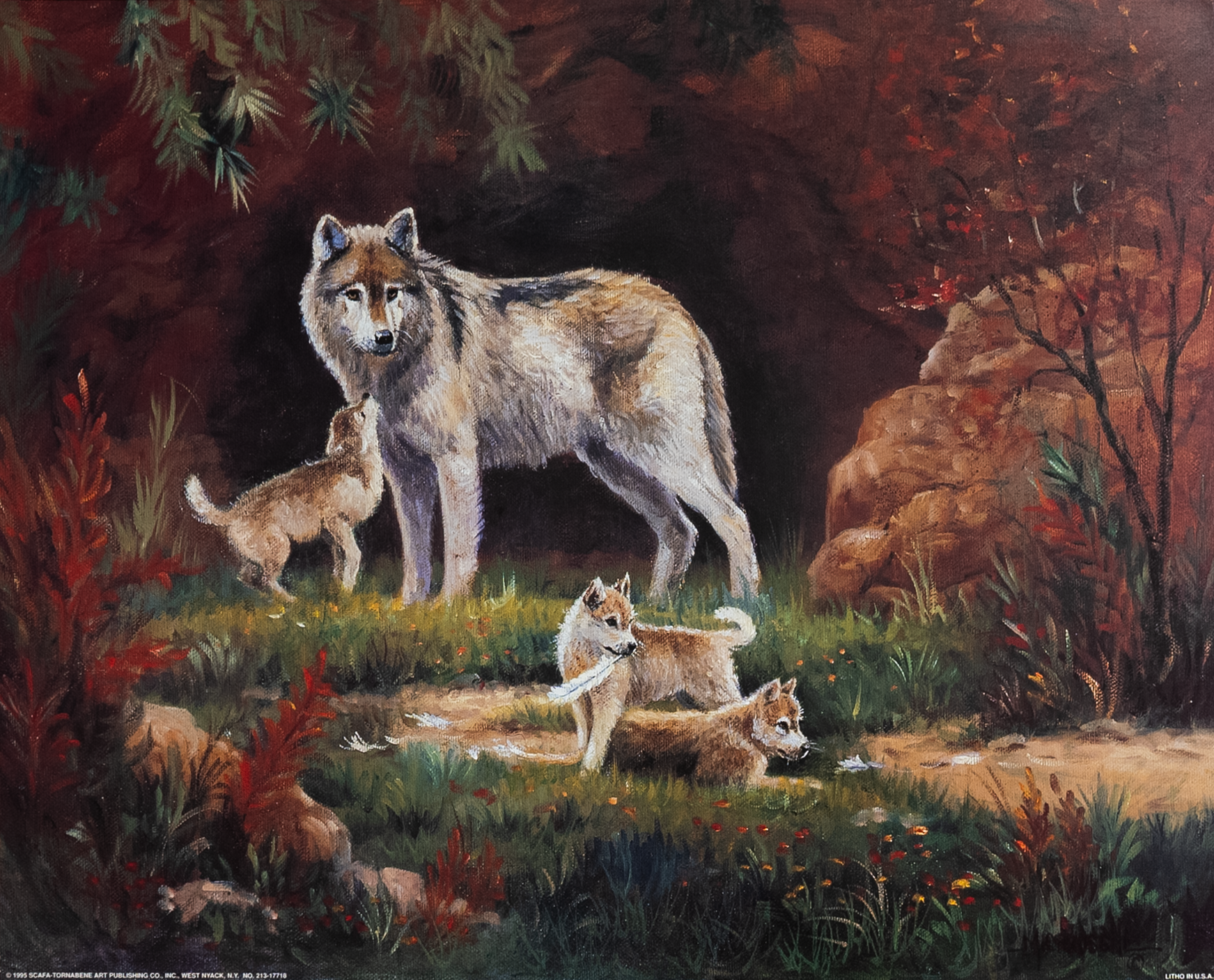 Wolf Family, Art Poster Print for Wall, Home Decor