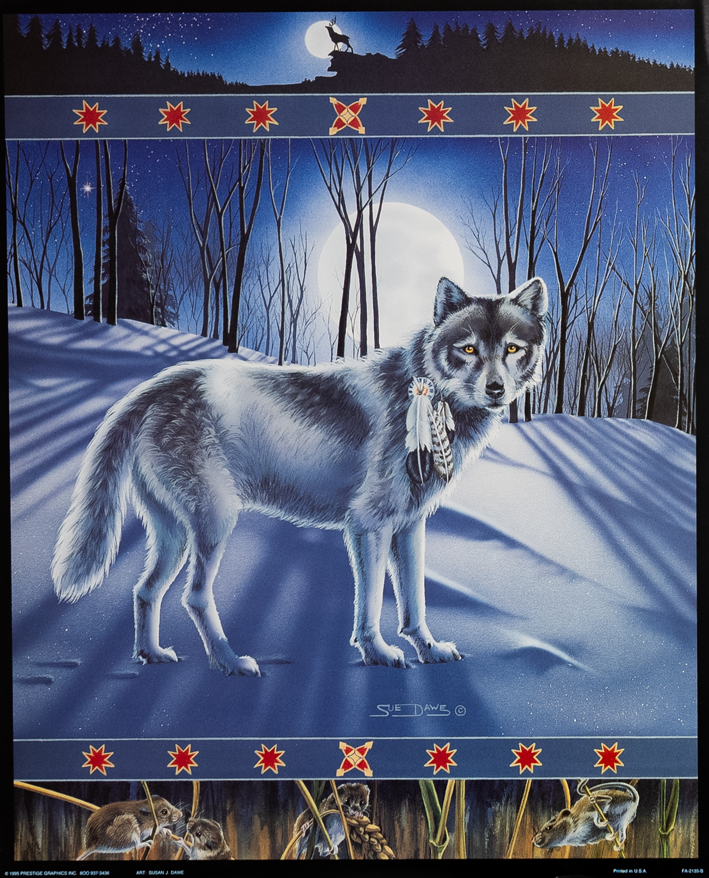 Wolf in Snow by Dawe, Art Poster Print for Wall, Home Decor