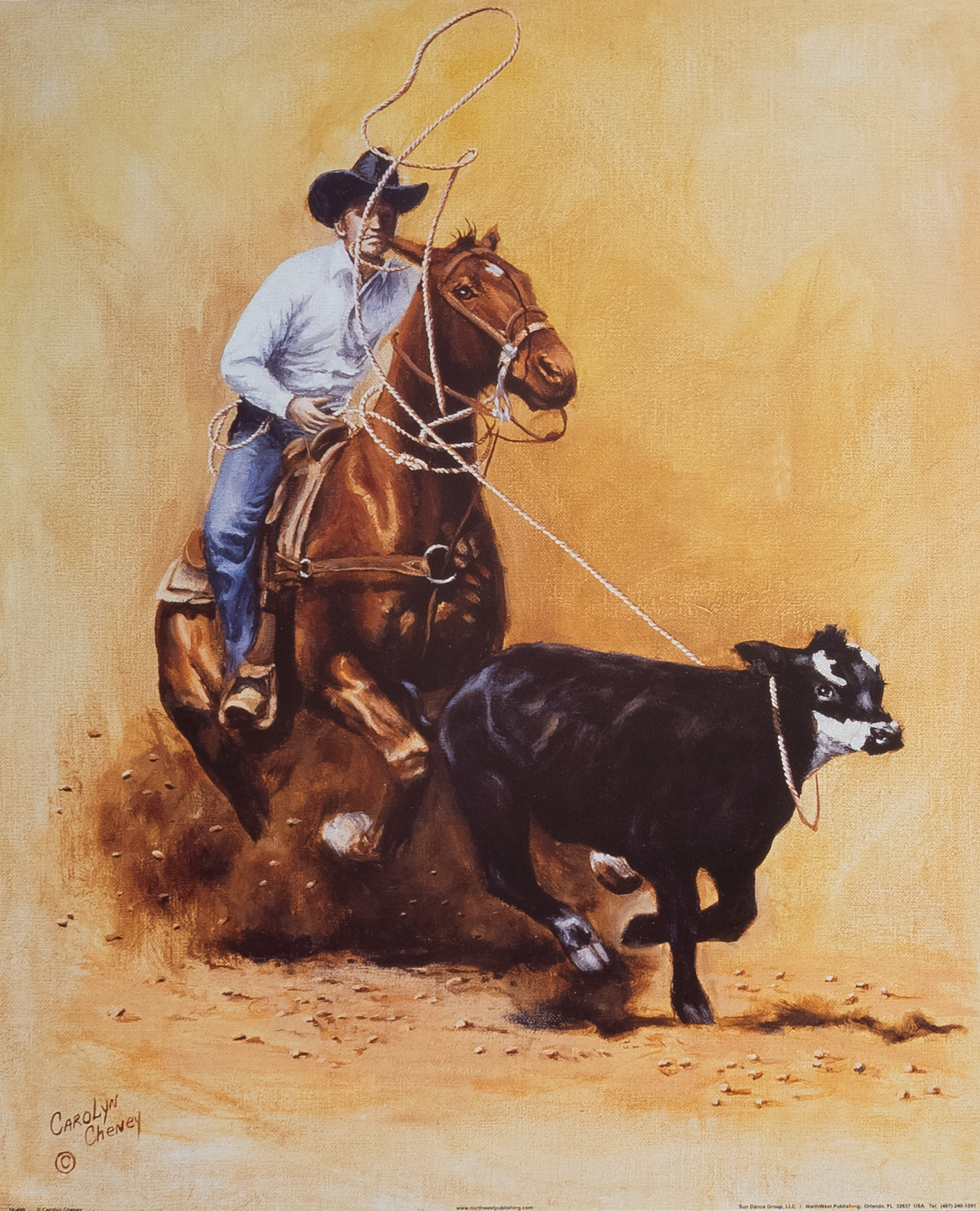 Wrangling Cattle by Cheneu, Art Poster Print for Wall, Home Decor